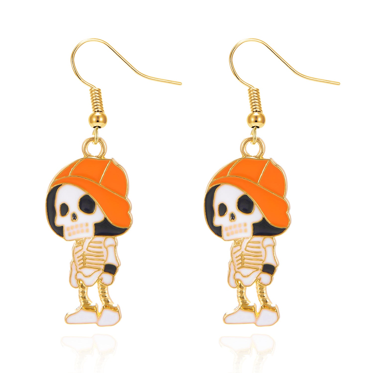 Wholesale  painting oil flowers skull ear hook earrings